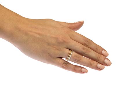 Anello Con Perline In Oro Pieno Da 12 Ct, 2 Mm, Misura 9,5 - Immagine Standard - 5