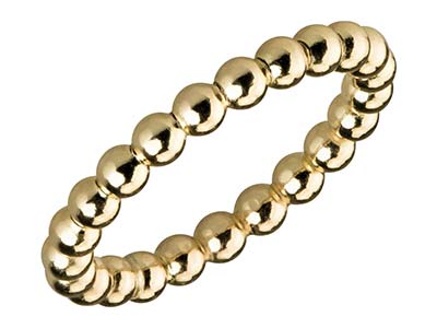 Anello Con Perline In Oro Pieno Da 12 Ct, 3 Mm, Misura 9,5 - Immagine Standard - 2
