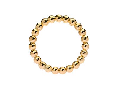 Anello Con Perline In Oro Pieno Da 12 Ct, 3 Mm, Misura 9,5 - Immagine Standard - 3