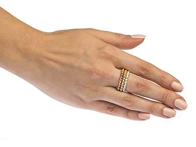 Anello Con Perline In Oro Pieno Da 12 Ct, 3 Mm, Misura 9,5 - Immagine Standard - 5