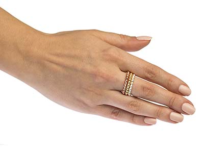 Anello Con Perline Sferiche 3 Mm, Riempito In Oro, Misura Anello 52 - Immagine Standard - 5