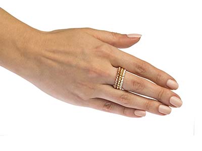 Anello Con Perline Sferiche 3 Mm, Gold Filled, Dito 61 - Immagine Standard - 5
