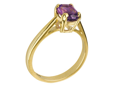 Solitario 4 Griffe Per Pietra Ovaleda 10 X 8 Mm, Oro Giallo 9k, Misur A 53 Giallo Da 9 Kt - Immagine Standard - 3