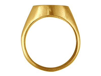 Anello Sigillo Da Incassare Per Pietra Ovale 12 X 10 Mm, Oro Giallo 9k, Dito 58 Piene, Marchio Di Autenticità, Misura Q 58 ,  Oro Giallo Da 9 Kt - Immagine Standard - 2