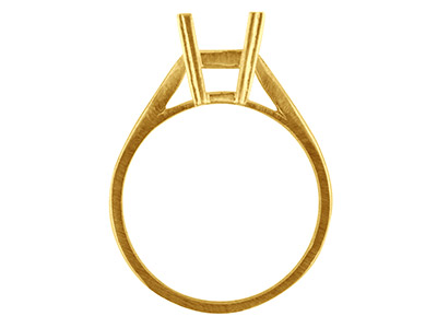 Anello Con 4 Griffe Per Pietra Rettangolare 12 X 10 Mm, Oro Giallo 9k,misura 54 Misura N 54 ,  Oro Giallo Da 9 Kt - Immagine Standard - 2