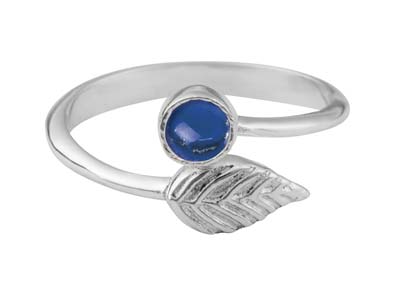 Anello Regolabile Con Motivo A Foglia, Castone Da 4 Mm, Argento 925 - Immagine Standard - 2