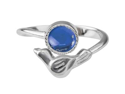 Anello Regolabile Con Motivo Uccello, Castone Chiuso Da 6 Mm, Argento 925 - Immagine Standard - 2