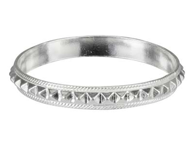 St Sil Pyramid Patterned Ring 3mm Size K - Immagine Standard - 1