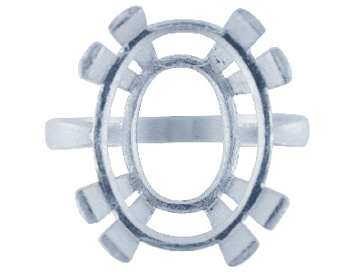 Anello Con Montatura A 4 Griffe Doppie Per Pietra Da 16 X 12 Mm, Argento 925, Dito 5354 54 , Argento 925