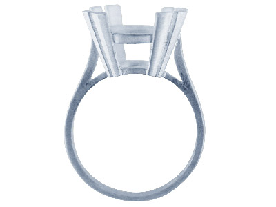 Anello Con Montatura A 4 Griffe Doppie Per Pietra Da 16 X 12 Mm, Argento 925, Dito 53/54 54 , Argento 925 - Immagine Standard - 2