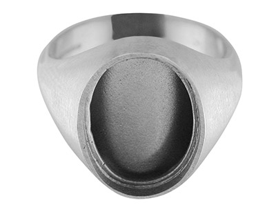 Anello Con Sigillo Da Incastonare Per Pietra Ovale 16 X 12 Mm, Argento925, Dito 59 Marchio Di Autenticità, Misura S 61 ,  Argento 925