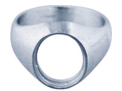 Anello Con Sigillo Da Incastonare Per Pietra Ovale 12 X 10 Mm, Argento925, Dito 59 Vuote, Marchio Di Autenticità, Misura Q 58 , Argento 925 - Immagine Standard - 2