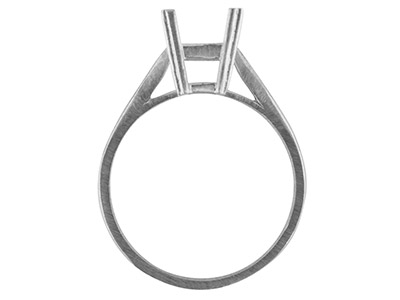 Anello Con Montatura A 4 Griffe Perpietra Taglio Smeraldo 8 X 6 Mm, A Rgento 925, Dito 53/54 - Immagine Standard - 2