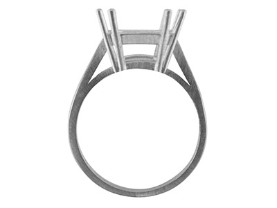 Anello Con 4 Griffe Doppie Per Pietra Taglio Smeraldo Da 12 X 10 Mm, Argento 925, Dito 54 - Immagine Standard - 2