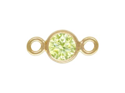 Connettore Con Coppetta E Zirconia Cubica In Oro Pieno Da 3 MM Peridoto - Immagine Standard - 1