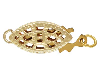 Chiusura Ovale In Filigrana, 12 X 6mm, Riempita Doro