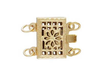 Chiusura A 2 File, Rettangolo In Filigrana, 10 X 7 Mm, Gold Filled