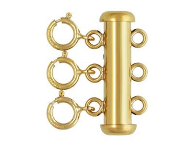 Chiusura A 3 File, Tubo Con 3 Anelli A Molla, Gold Filled