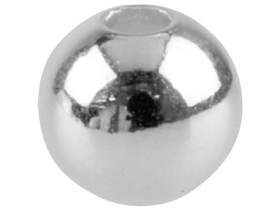 Confezione Da 25 Perline Rotonde, Semplici, 2 Fori, 5 Mm, Placcate Argento - Immagine Standard - 1