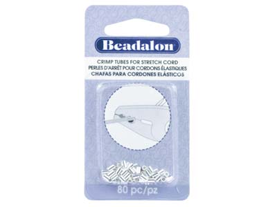 Confezione Da 80 Schiaccini A Tubo Beadalon Per Cordoncini Elasticizzati Da 0,8 Mm, Placcatura In Argento