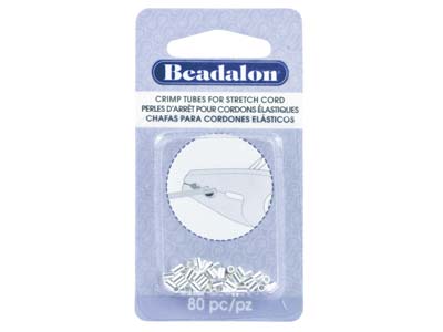 Confezione Da 80 Schiaccini A Tubo Beadalon Per Cordoncini Elasticizzati Da 0,8 Mm, Placcatura In Argento