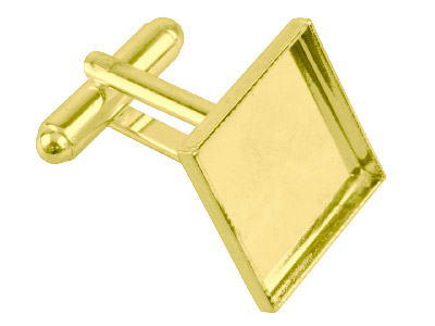 Confezione Da 6 Gemelli Con Montatura A Coppetta Quadrata, 17 Mm, Placcatura In Oro - Immagine Standard - 1