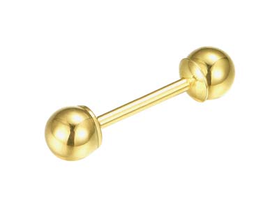 Retro Per Orecchini A Sfera Filettato, Oro Giallo Da 9 Ct, 4mm