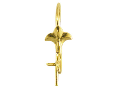 Gancio In Filo Motivo Fleur De Lys,oro Giallo 9k, Singolarmente - Immagine Standard - 2