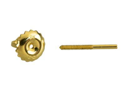 Canutiglie Filettate Con Chiusure Per Orecchini A Perno, Peso Medio, Oro Giallo Da 9 Kt, 100% Oro Riciclato - Immagine Standard - 5