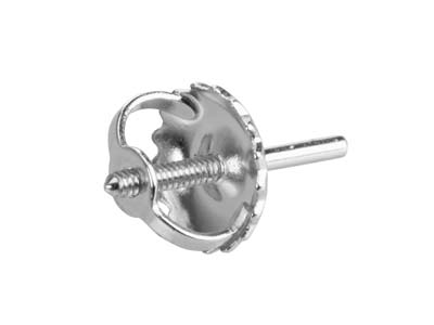 Canutiglie Filettate Con Chiusure Per Orecchini A Perno Medie, Oro Bianco Da 9 Kt, 100% Oro Riciclato - Immagine Standard - 3