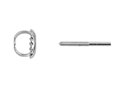 Canutiglie Filettate Con Chiusure Per Orecchini A Perno Medie, Oro Bianco Da 9 Kt, 100% Oro Riciclato - Immagine Standard - 6