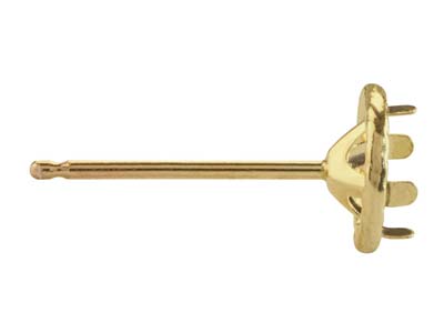 Orecchino Pronto Per L'incastonatura Pneumatica Con 4 Griffe, Per Pietra Da 4 Mm, Oro Giallo 18k, Per Pez - Immagine Standard - 2