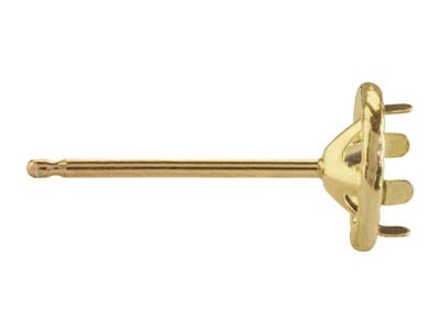 Orecchino A Lobo Pronto Da Incastonare A Pneumatico Con 4 Griffe, Per Pietra Da 5 Mm, Oro Giallo 18k, Per - Immagine Standard - 2
