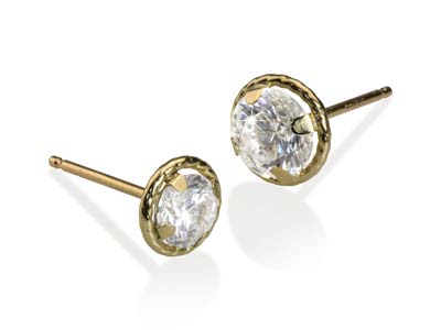 Orecchino A Lobo Pronto Da Incastonare A Pneumatico Con 4 Griffe, Per Pietra Da 5 Mm, Oro Giallo 18k, Per - Immagine Standard - 4