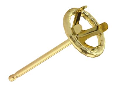 Orecchino Pronto Per Lincastonatura Con 4 Griffe Per Pneumatici, Per Pietra Da 6 Mm, Oro Giallo 18k, Per