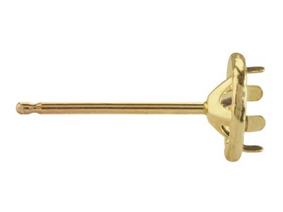 Orecchino Pronto Per L'incastonatura Con 4 Griffe Per Pneumatici, Per Pietra Da 6 Mm, Oro Giallo 18k, Per - Immagine Standard - 2