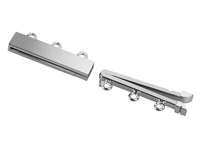 Chiusura Rettangolare Liscia 18 Mm,3 File, Oro Bianco 18 Carati. Rif. 07116-3 Bis - Immagine Standard - 3
