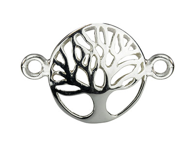 Confezione Da 5 Connettori Con Motivo Albero Della Vita, Effetto Bombato, 12 Mm, Argento 925 - Immagine Standard - 1