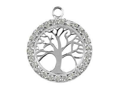 Ciondolo Albero Della Vita 18 Mm, Argento 925 Con Zirconi