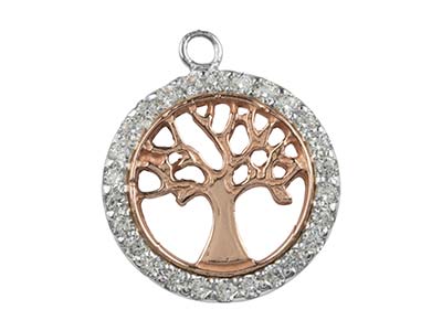 St Sil Tree Of Life Cz Channel Set Rose Plate 18mm - Immagine Standard - 1