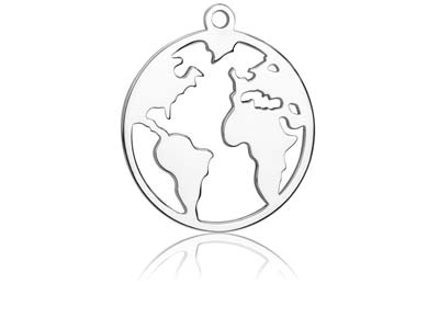 Mappa Del Mondo In Argento 925, 15 MM - Immagine Standard - 1