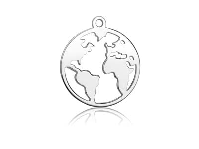 Mappa Del Mondo In Argento 925, 20 MM - Immagine Standard - 1