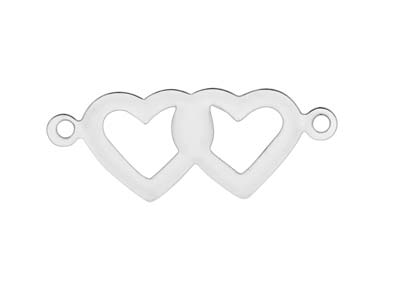 Connettore Doppio Cuore 23 X 9 Mm, Argento 925 - Immagine Standard - 1