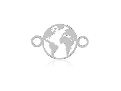 Connettore Mappa Del Mondo 9 Mm, Argento 925