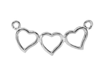 Connettore A 3 Cuori, 25 X 10 Mm, Argento 925