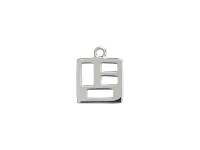 Ciondolo A Forma Di Quadrato Traforato, Motivi Geometrici, 10 Mm, Argento 925