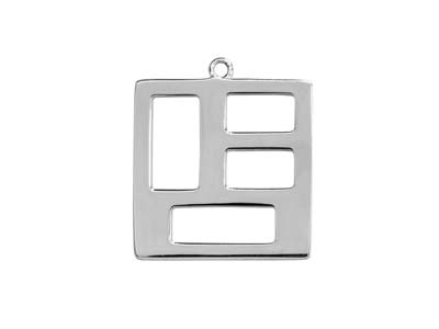 Ciondolo Quadrato Aperto, Motivi Geometrici, 20 Mm, Argento 925