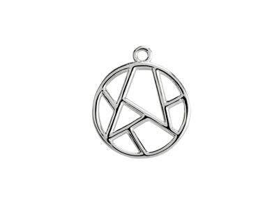 Ciondolo A Cerchio Traforato, Motivi Geometrici, 15 Mm, Argento 925