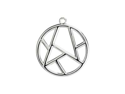 Ciondolo A Cerchio Traforato, Motivi Geometrici, 20 Mm, Argento 925