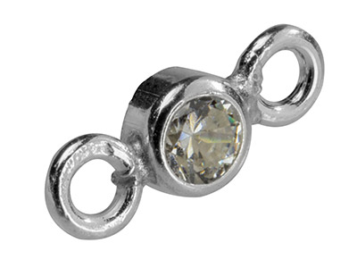 Intermedio Con Zirconi Da 3 MM Montati In Castone Chiuso, Argento 925